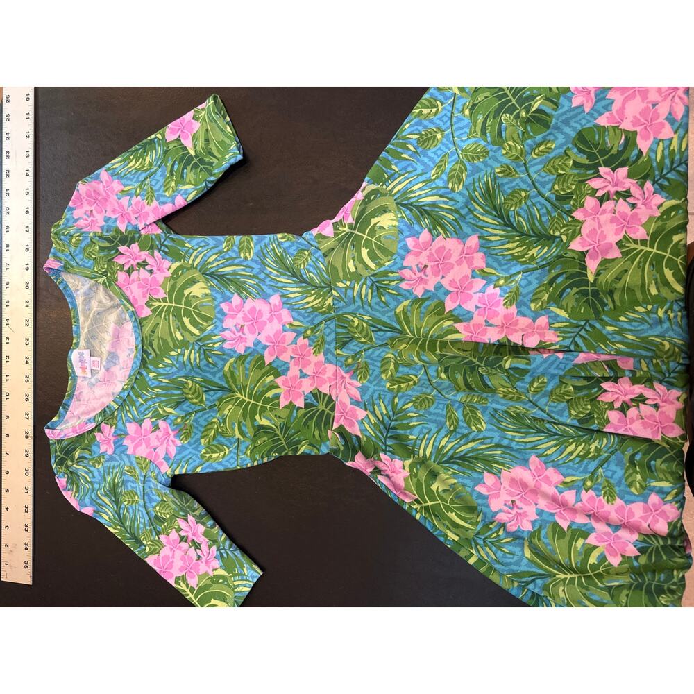 Lularoe XXS A Line Dress Short Sleeve Stretch Womens Round Neck Tropical Flower